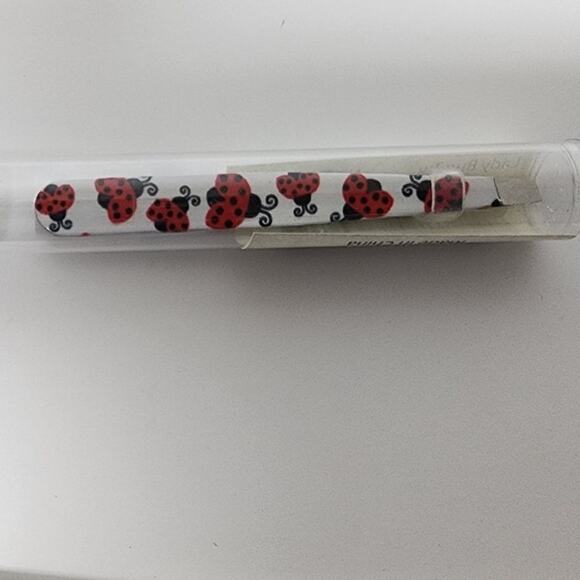 New (Flawed) Lady Bug Travel Makeup Mirror 1x/5x w/ Matching Tweezers Compact - Picture 4 of 7
